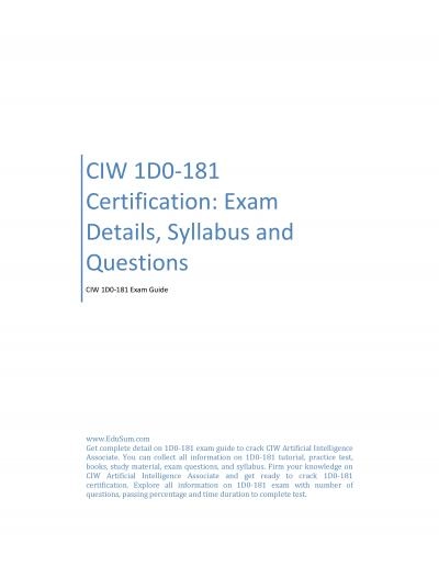 CIW 1D0-181 Certification: Exam Details, Syllabus and Questions