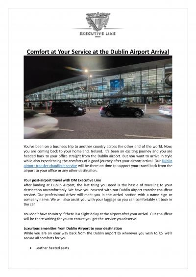 DM Executive Line - Comfort at Your Service at the Dublin Airport Arrival