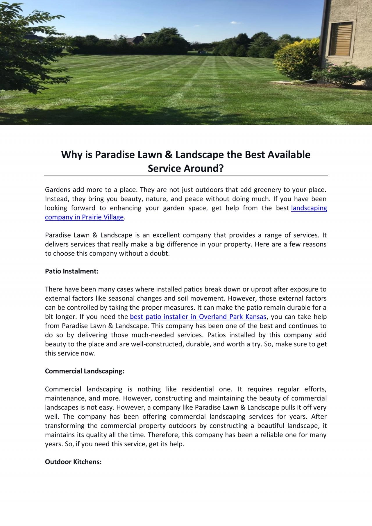 PDF-Paradise Lawn & Landscape: The Perfect Destination For Lawn Care