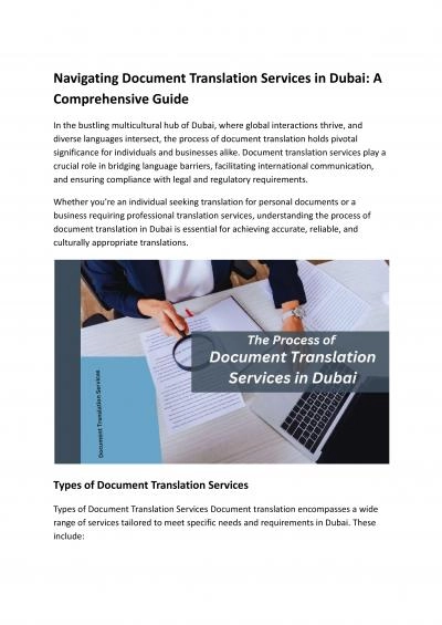 Navigating Document Translation Services in Dubai: A Comprehensive Guide