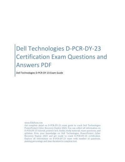 Dell Technologies D-PCR-DY-23 Certification Exam Questions and Answers PDF