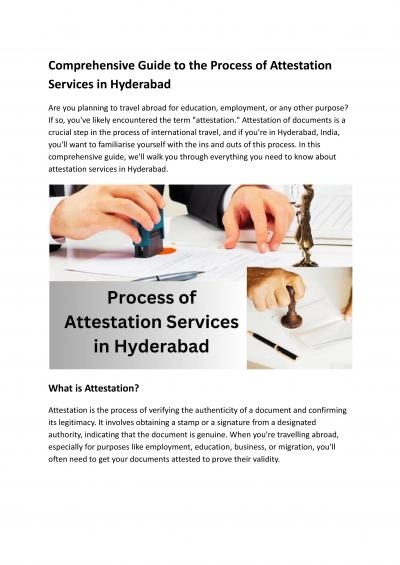 Comprehensive Guide to the Process of Attestation Services in Hyderabad