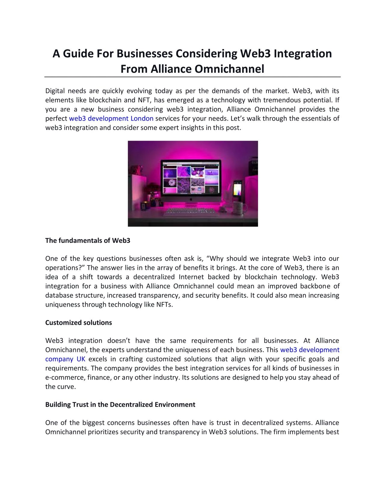 PDF-A Guide For Businesses Considering Web3 Integration From Alliance Omnichannel