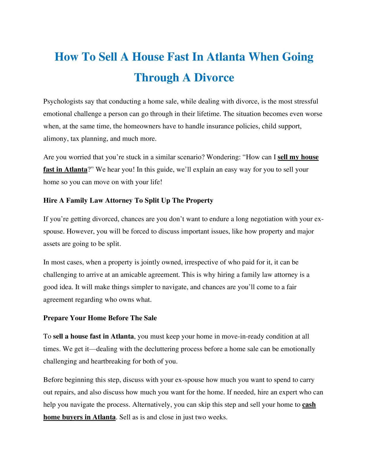 PDF-How To Sell A House Fast In Atlanta When Going Through A Divorce