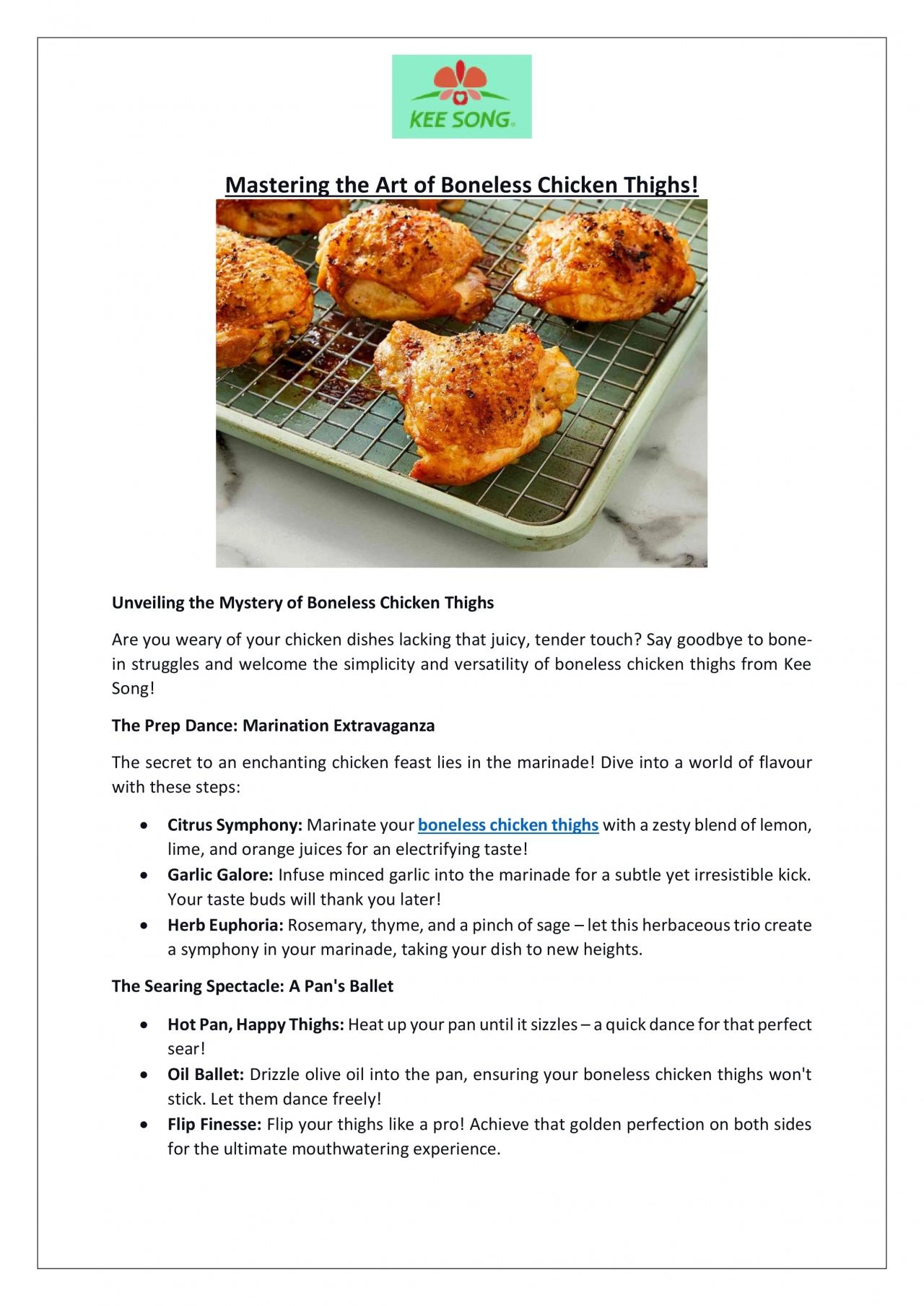 PDF-Buy Juicy Boneless Chicken Thighs Online - Kee Song Online