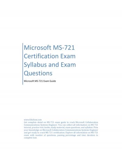 Microsoft MS-721 Certification Exam Syllabus and Exam Questions