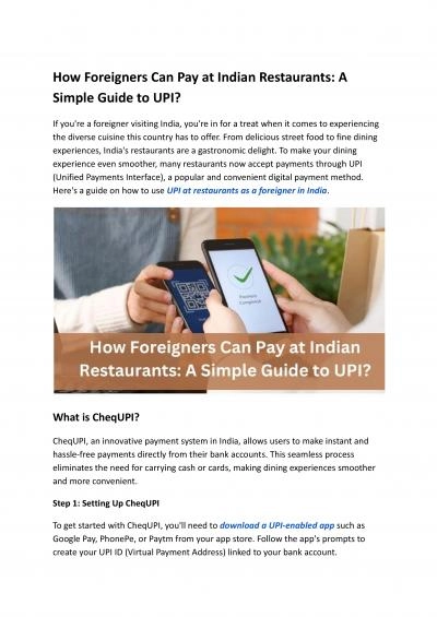 How Foreigners Can Pay at Indian Restaurants: A Simple Guide to UPI?
