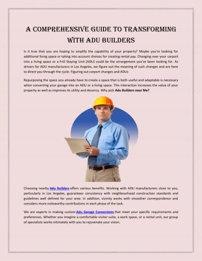 A Comprehensive Guide to Transforming with Adu Builders