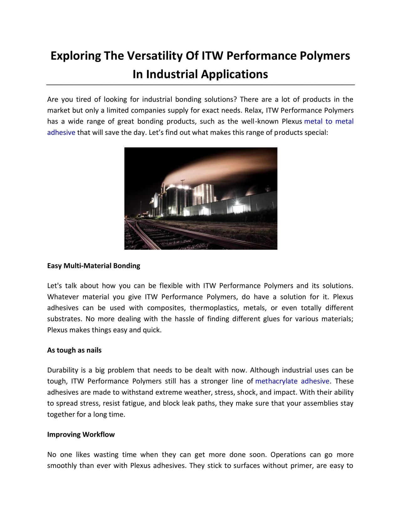 PDF-Exploring The Versatility Of ITW Performance Polymers In Industrial Applications