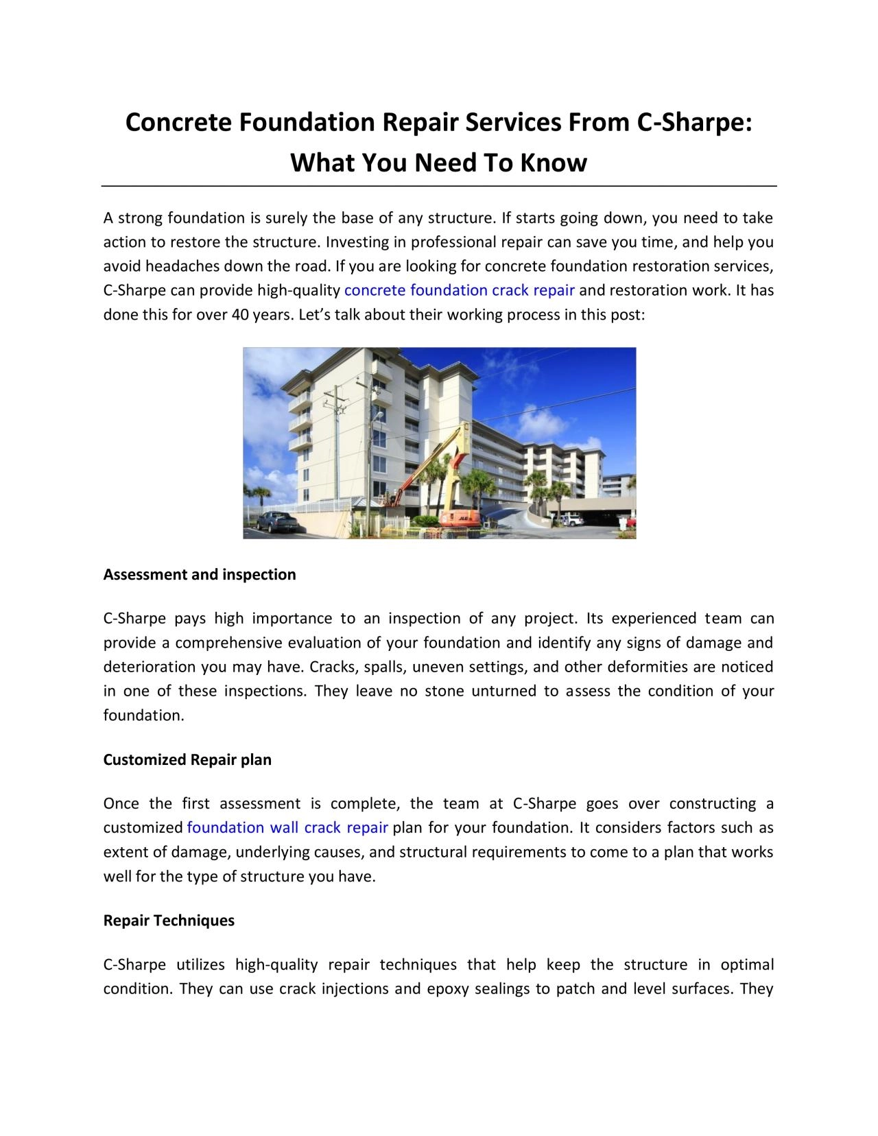 PDF-Concrete Foundation Repair Services From C-Sharpe: What You Need To Know