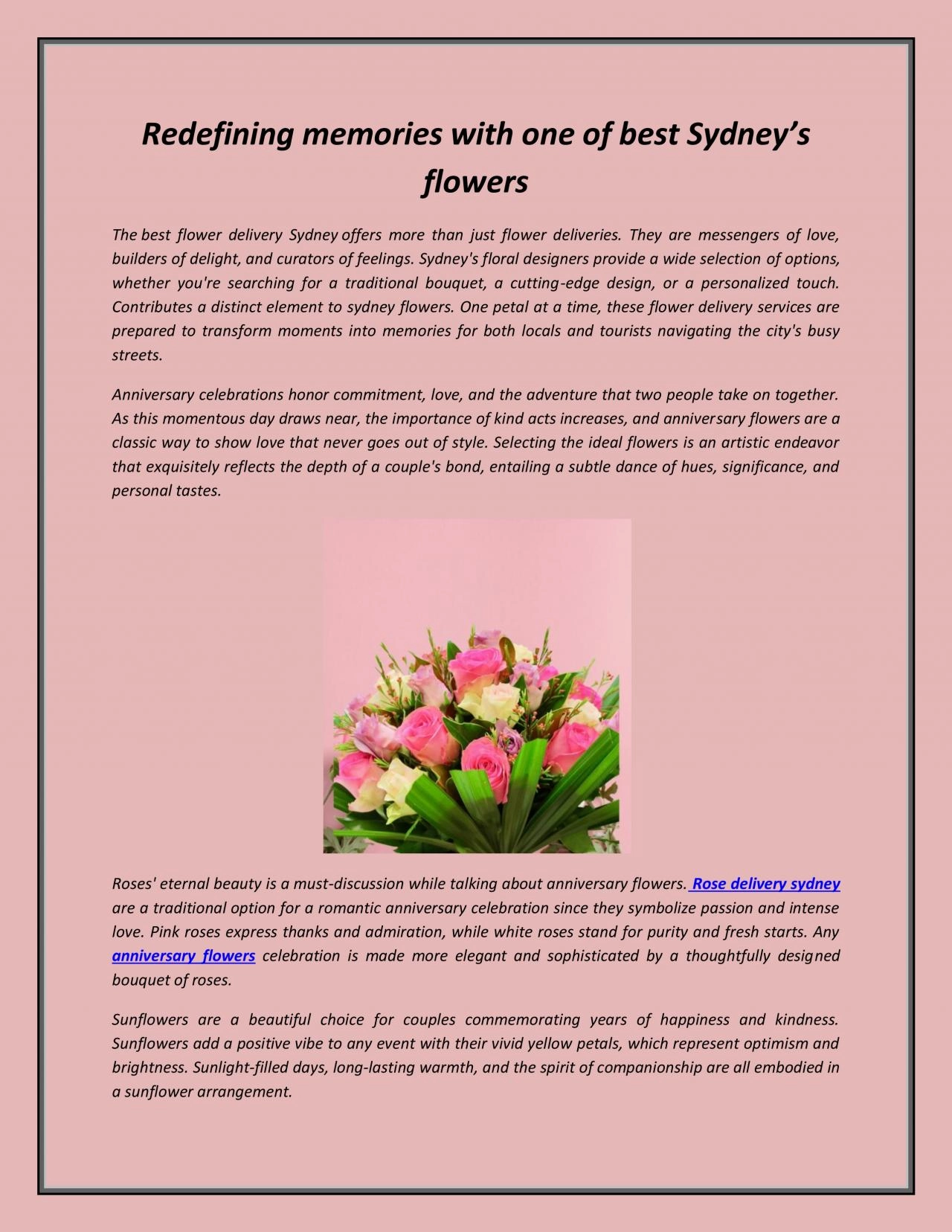 PDF-Redefining memories with one of best Sydney’s flowers