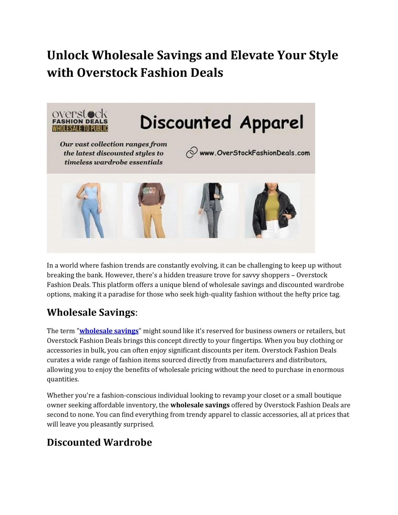 PDF-Unlock Wholesale Savings and Elevate Your Style with Overstock Fashion Deals