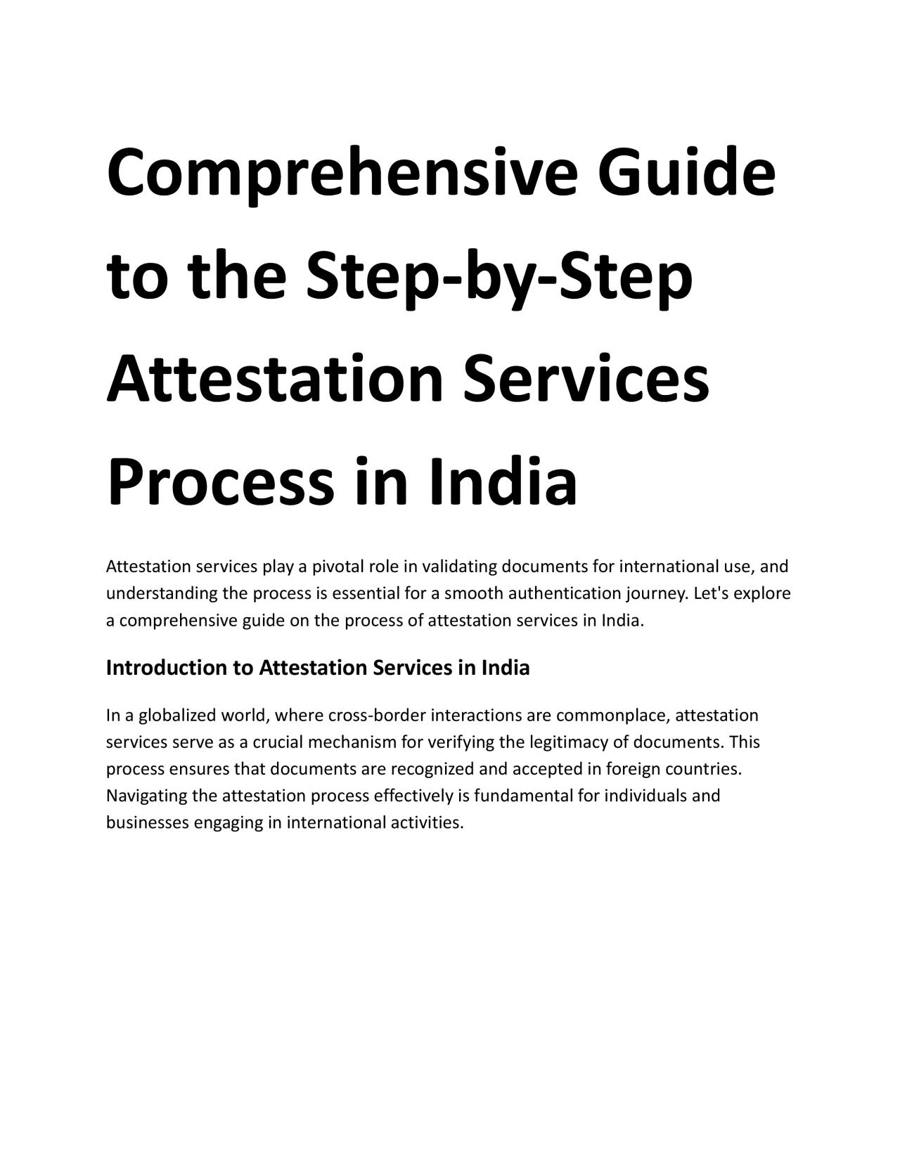 PDF-Comprehensive Guide to the Step-by-Step Attestation Services Process in India