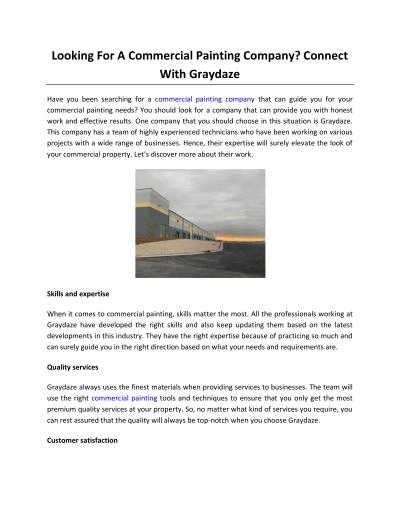 Looking For A Commercial Painting Company? Connect With Graydaze