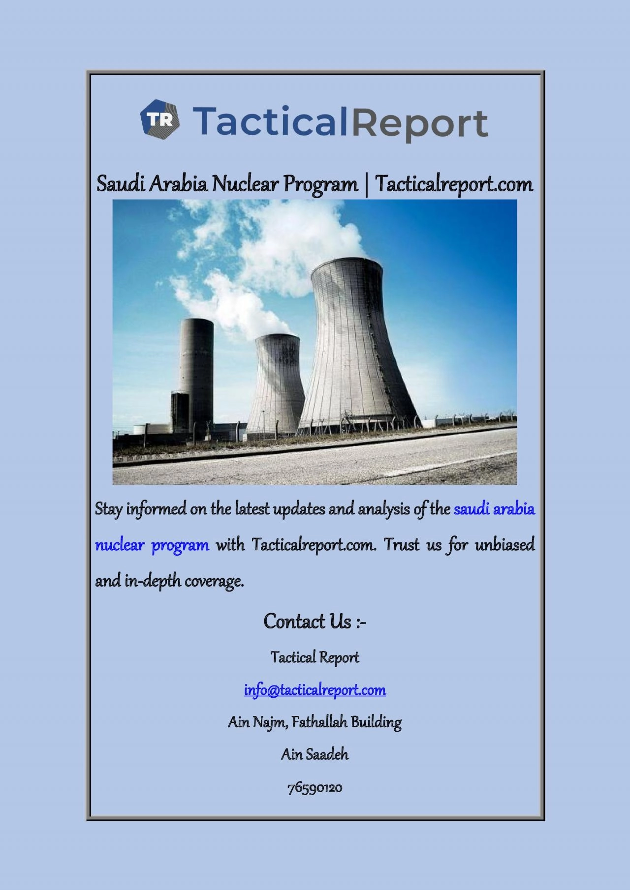 PDF-Saudi Arabia Nuclear Program | Tacticalreport.com