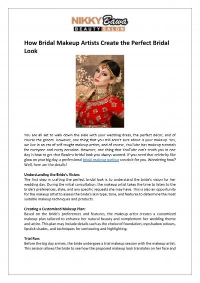 Nikky Bawa Medi Salon - How Bridal Makeup Artists Create the Perfect Bridal Look