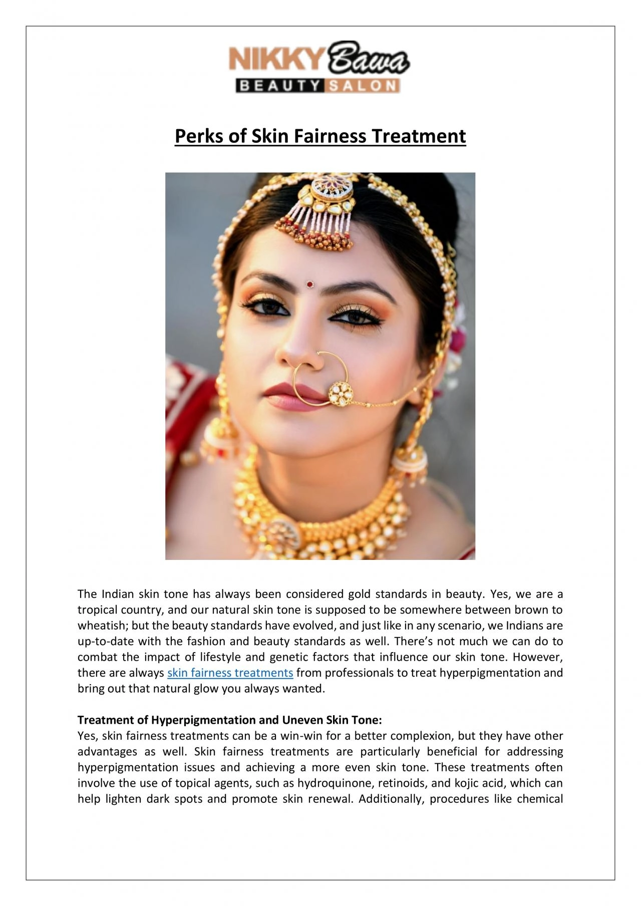 PDF-Nikky Bawa Medi Salon - Perks of Skin Fairness Treatment