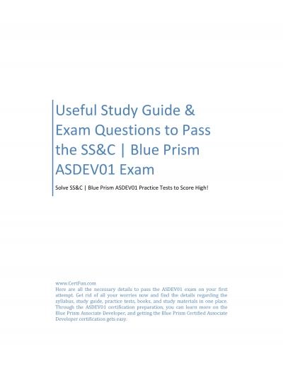 Useful Study Guide & Exam Questions to Pass the SS&C | Blue Prism ASDEV01 Exam