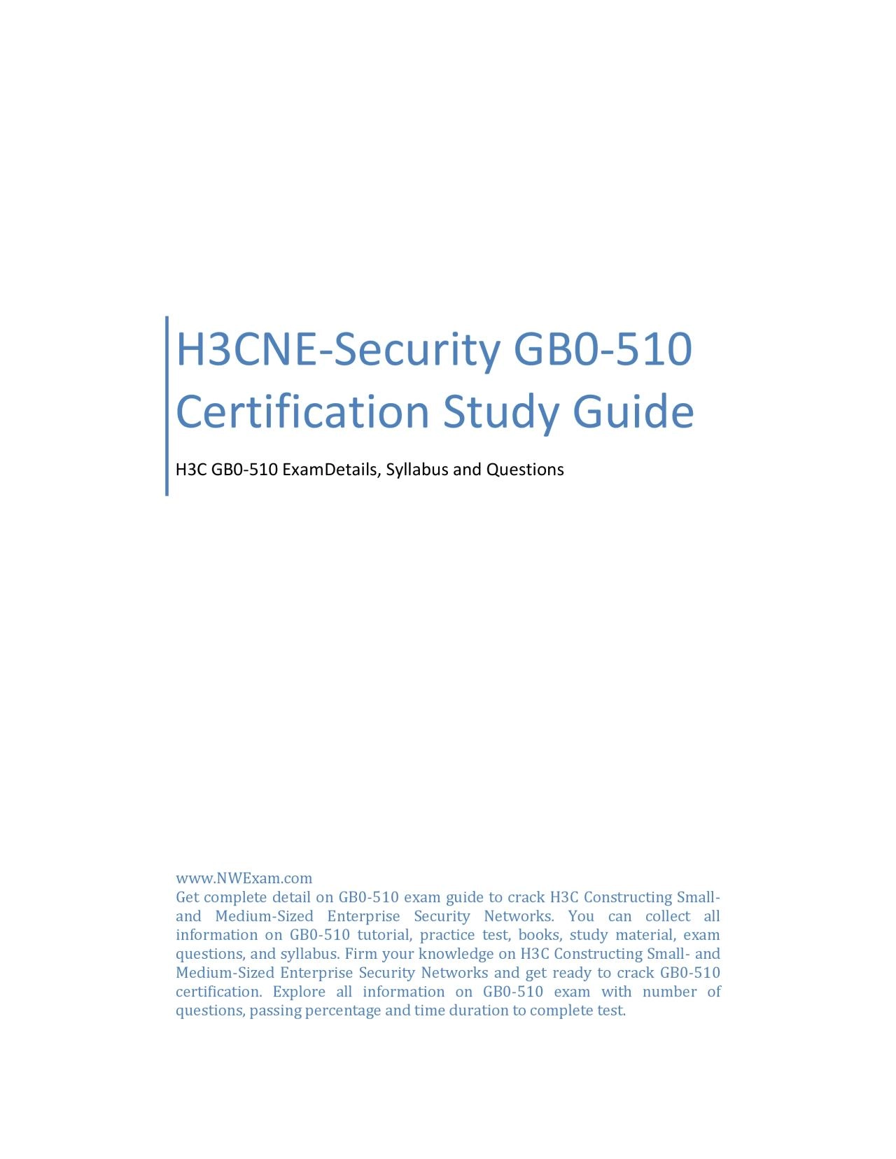 H3CNE-Security GB0-510 Certification Study Guide