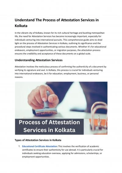 Understand The Process of Attestation Services in Kolkata