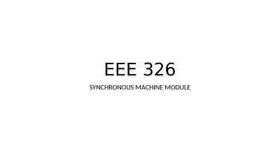 EEE 326 SYNCHRONOUS MACHINE MODULE