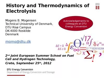History and Thermodynamics of Electrolysis