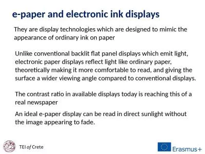 e-paper and electronic ink displays