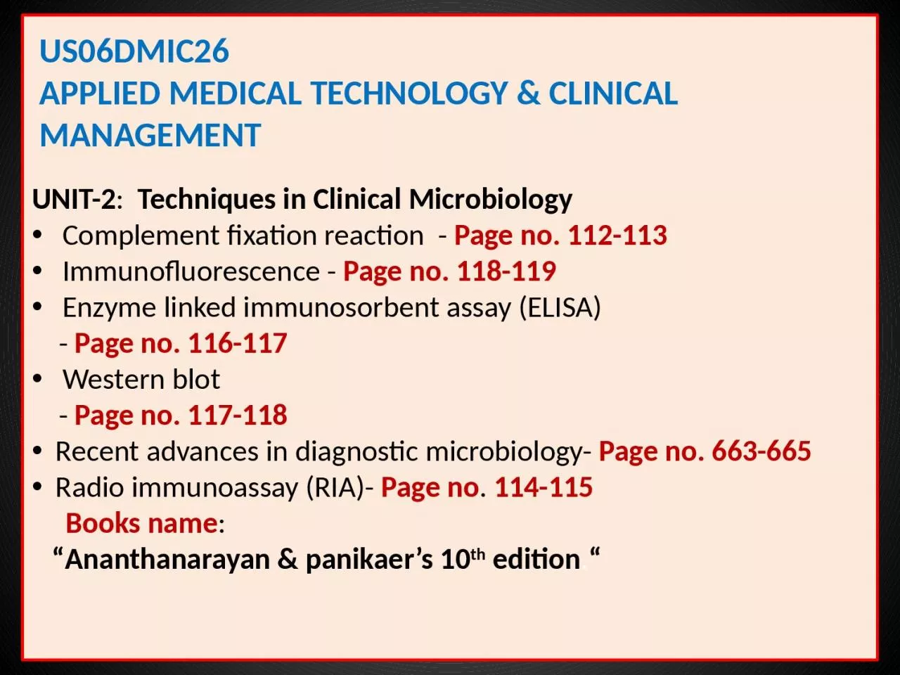 US06dMIC26 Applied Medical Technology & clinical management
