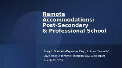 Remote Accommodations : Post-Secondary & Professional School