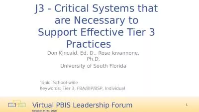 J3 - Critical Systems that are Necessary to Support Effective Tier 3 Practices