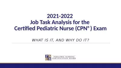 2021-2022  Job Task Analysis for the
