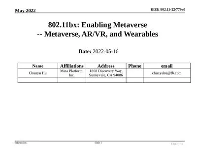 Date:  2022-05-16 802.11bx: Enabling Metaverse