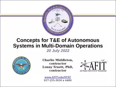 Concepts for T&E of Autonomous Systems in Multi-Domain Operations