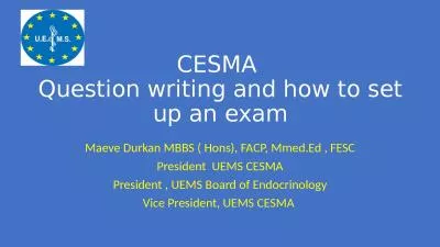 CESMA  Question writing and how to set up an exam