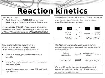 Reaction kinetics SO 3 For a reaction to occur:
