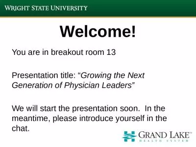 Welcome! You are in breakout room 13
