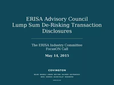 ERISA Advisory Council Lump Sum De-Risking Transaction Disclosures