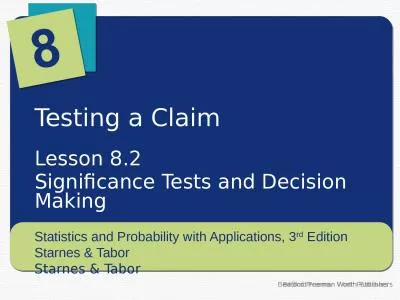 Testing a Claim Lesson  8.2