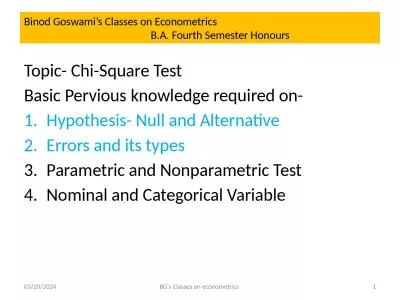 Binod   Goswami’s  Classes on Econometrics