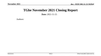 TGbe November 2021 Closing Report