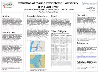 Evaluation of Marine Invertebrate Biodiversity in the East River