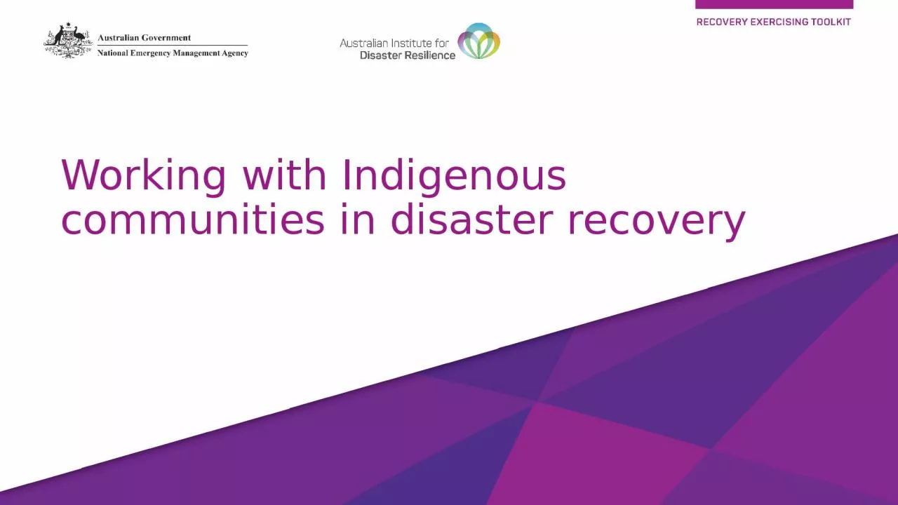 Working with Indigenous communities in disaster recovery
