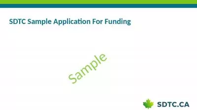 SDTC Sample Application For Funding