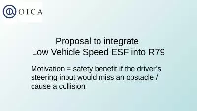 Proposal to integrate  Low Vehicle Speed ESF into R79