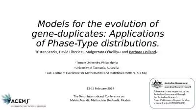 Models for the evolution of gene-duplicates: Applications of Phase-Type distributions.