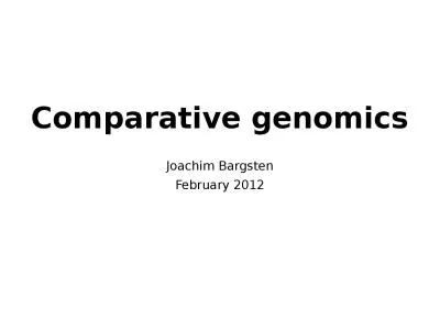 Comparative genomics Joachim Bargsten