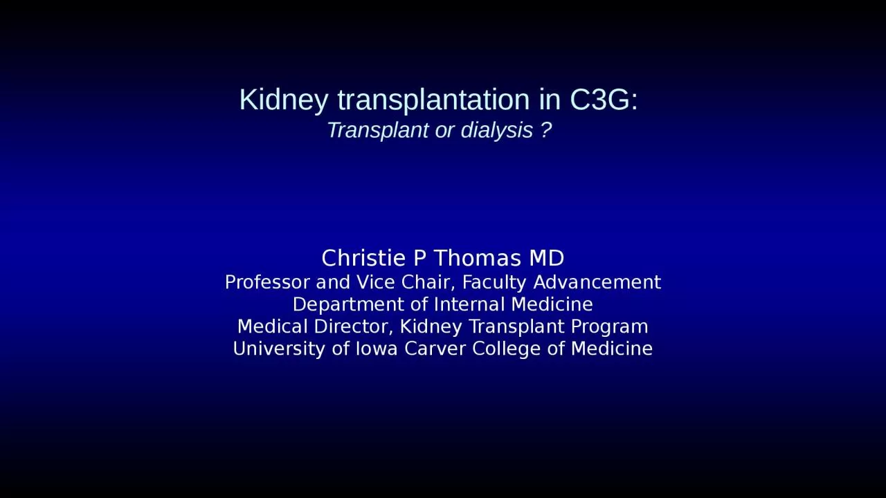 Kidney transplantation in C3G:
