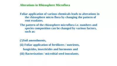 Alterations in Rhizosphere Microflora