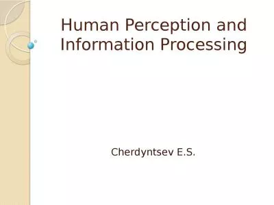Human Perception  and Information