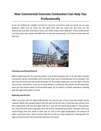 How Commercial Concrete Contractors Can Help You Professionally